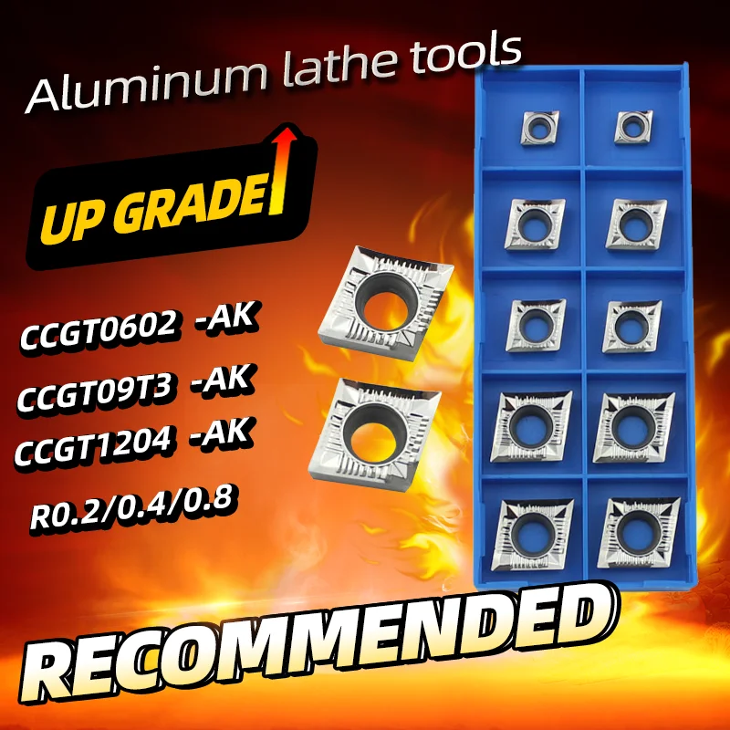 

10pcs Lathe turning tool inserts CCGT060202, CCGT09T304, CCGT120408 for Non-ferrous metal,Aluminum,Copper,wood-working machining