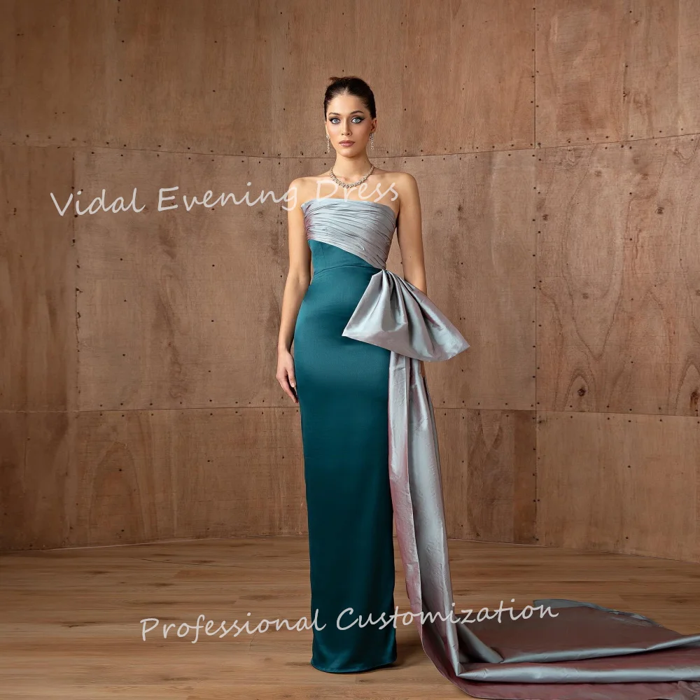 Vindal Evening dresses Crepe Mermaid Steeveless Strapless Pleat Floor-Length elegannce High-Quality Exquisite For Woman