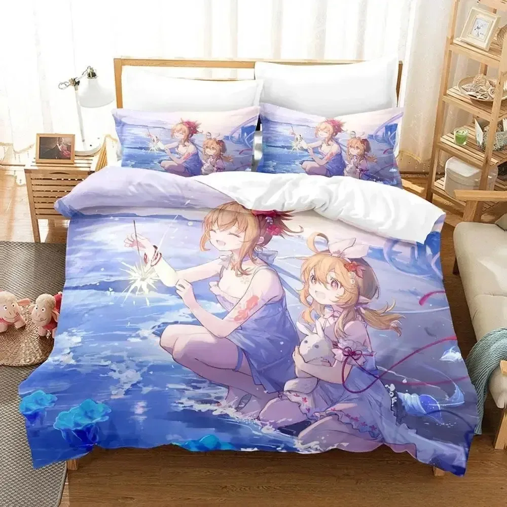 

New Anime Genshin Impact Yoimiya Bedding Set Bedroom Soft Modern Bedspreads Comefortable Duvet Cover Quilt Cover And Pillowcase