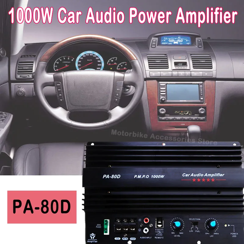 PA-80D 1000W 12V Universal Amplifier Board Car Mono Audio Power Amplifiers Powerful Bass Subwoofer Sound Amp For Car Modi