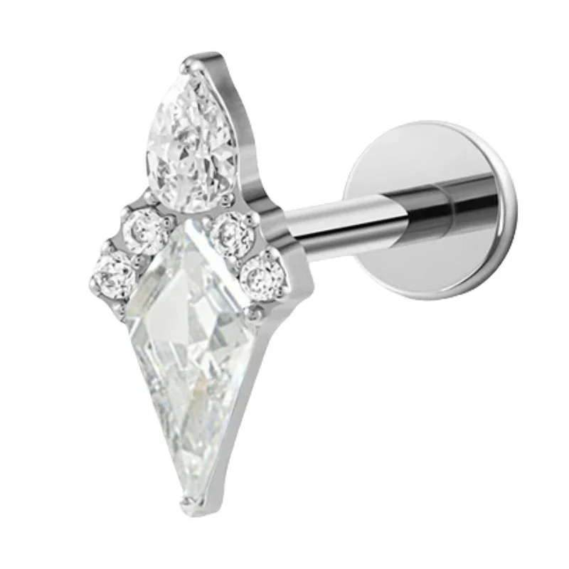 F136 Titan Kite Stone Lippenpiercing-Ringe 16G Zirkonia Gewinde-Labret Tragus Helix Knorpel-Nasenring Ohrringe Schmuck – Detail 7