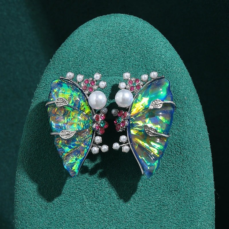 

Pearl Women Vintage Colorful Opal Butterfly Stud Earrings Silver Color High Designer Luxury Women For Charm Dating 2026 Jewelry