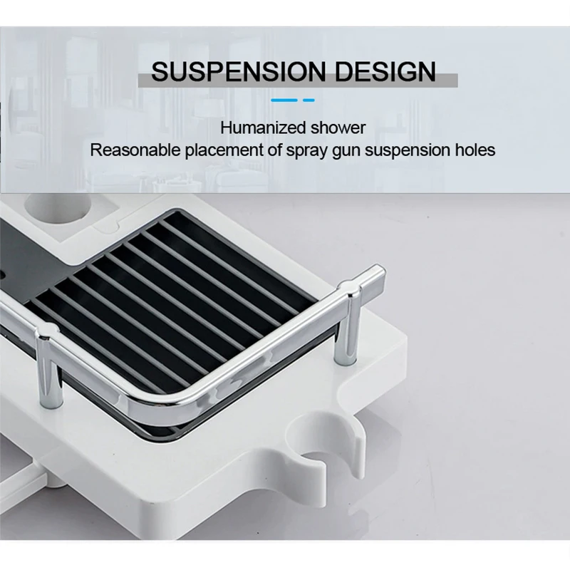 Soporte de almacenamiento de ducha, estante de baño, estantes de poste, bandeja de champú, soporte sin perforación, estante de almacenamiento de ducha de baño, Organizador