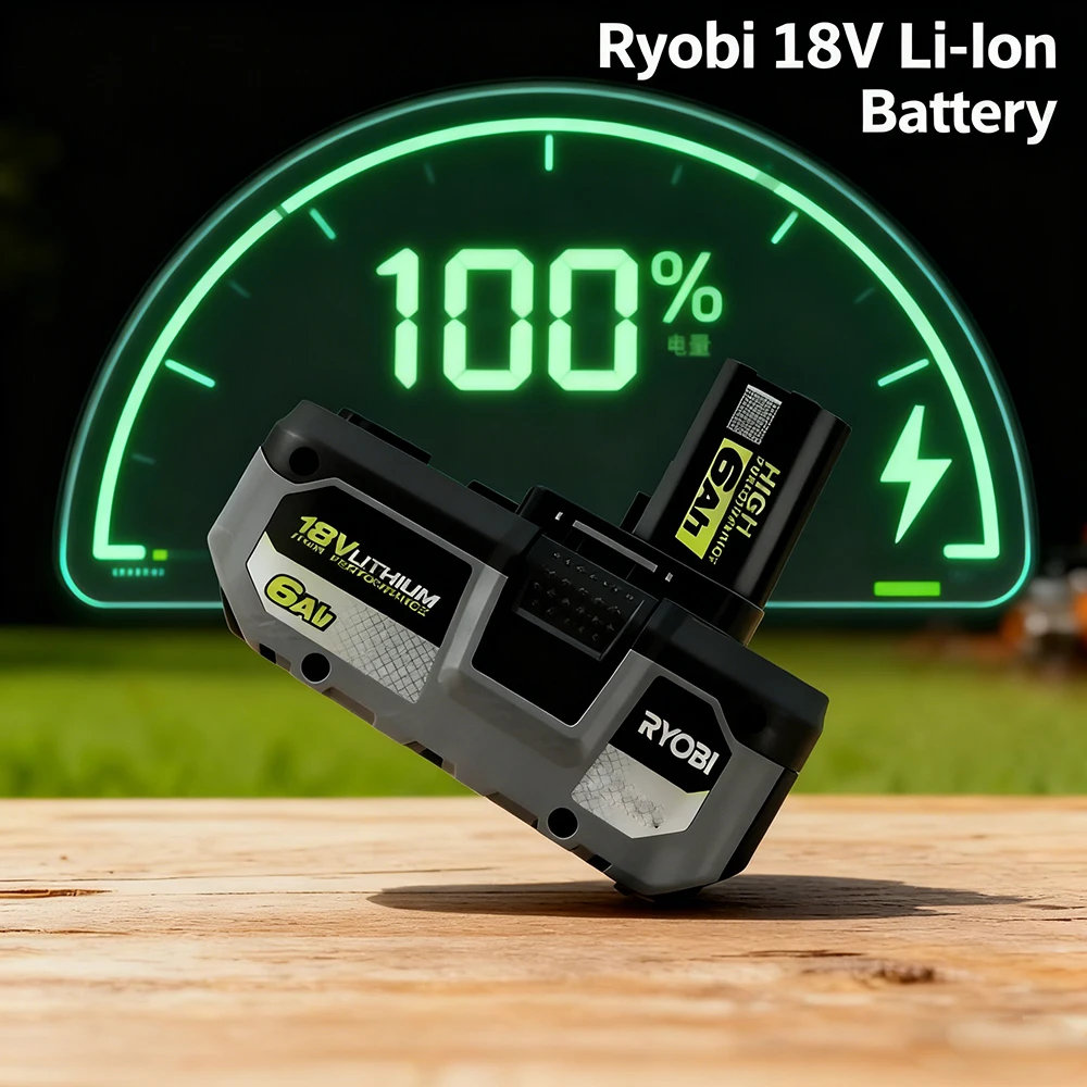 

RYOBI Power Tools 18V 6000mAh Battery Fit 18V Two-Way Charger PSC with 100W Fast Charge USB Port for P104 P108 P109 RB18L20 P107