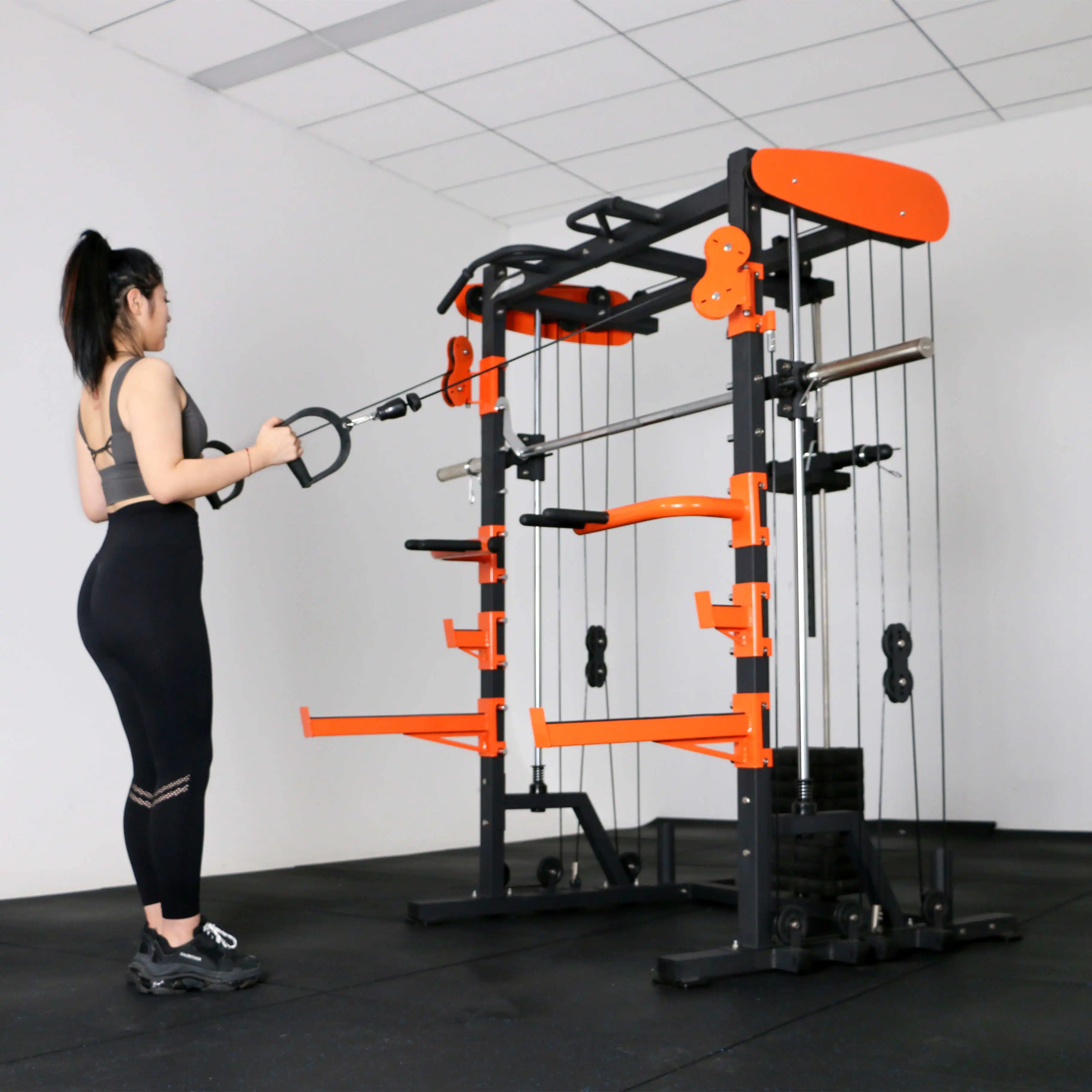 Commercial Use Fitness Equipment Lat Pull Down &Seated Horizontal Pulley Squat Rack
