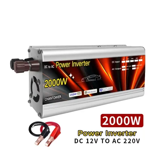 Imagen 1 del producto Inversor Solar de 12v, 220v, 500W, 1000W, 1500W, 2000W, transformador de voltaje portátil, convertidor de cargador automático, inversor de corriente para coche