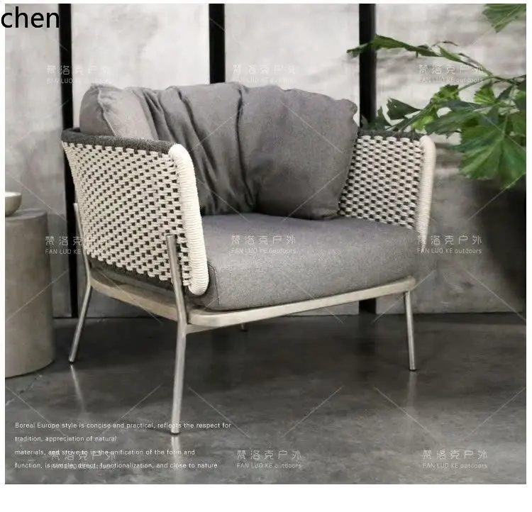 

ZML Outdoor Sofa Rattan Chair Sales Office Outdoor Sunroom Courtyard Leisure Woven Rattan Sofa