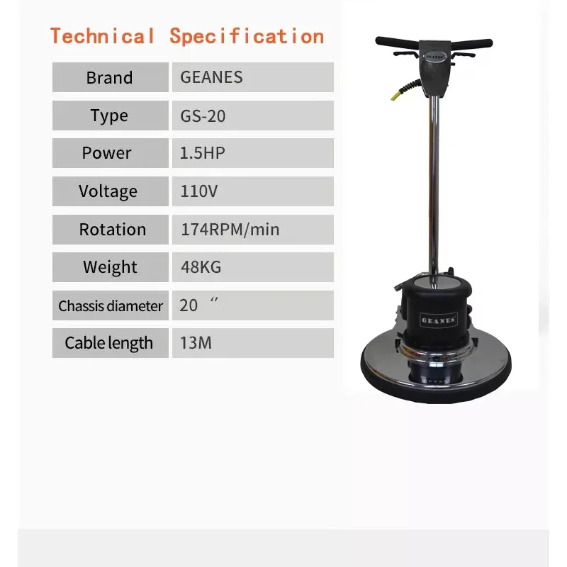 STLF Stone Marble Floor Cleaning Machine 20" Multifunctional Floor Brushing Machine Floor  Waxing Polishing Machine