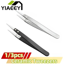 Ceramic Tweezers Electrician High Temperature Resistant Corrosion Resistant Anti Static Insulation Clip Element Tweezers 2pcs