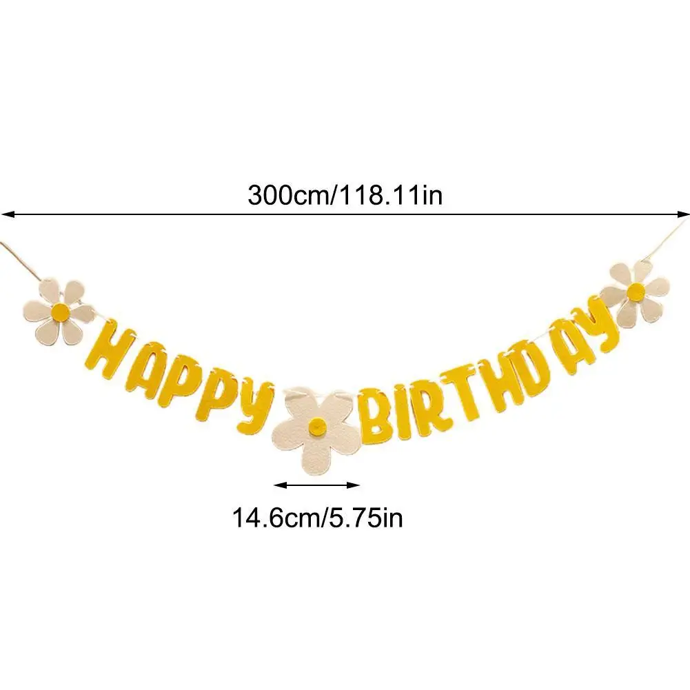 

New Baby Shower Daisy Happy Birthday Banner White Flower Sign Decoration Birthday Birthday Happy Yellow Garland Flag Daisy Y9N7