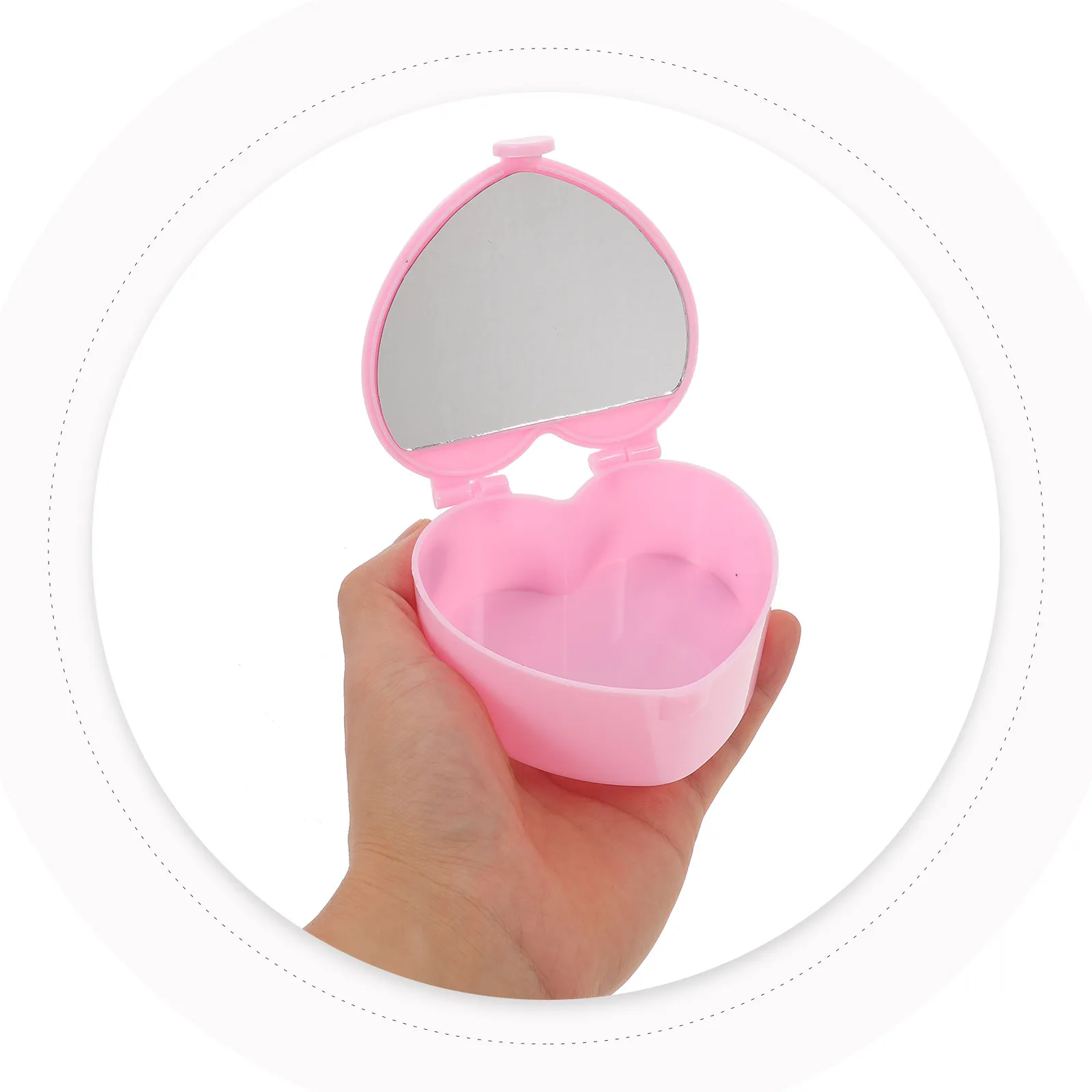 3Pcs Heart Jewelry Storage Box Plastic Small Travel Organizer with Mirror Lightweight Jewelry Case for Necklaces Earrings Rings