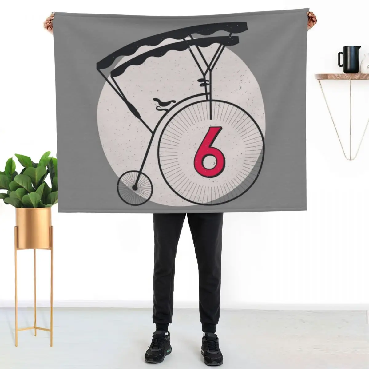The Prisoner Penny Farthing Number 6 Vintage Design Throw Blanket Fluffy Cozy Throw Blanket for Home Decor