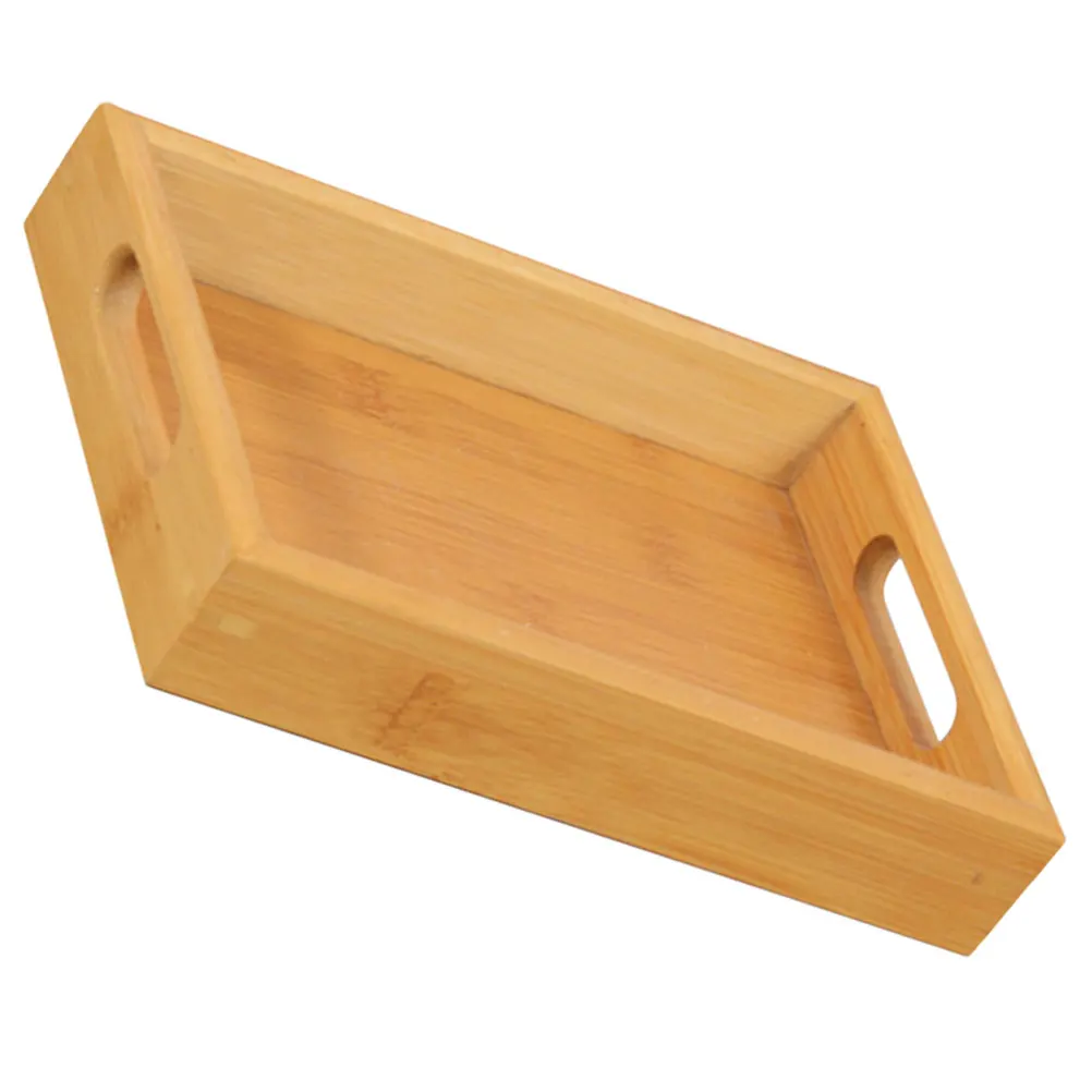 

Bamboo Tray 20x15x4cm Rustic Rectangle Platter for Fruit Snacks Tea Party Dinner Plates Easy Clean Smooth Surface Safe