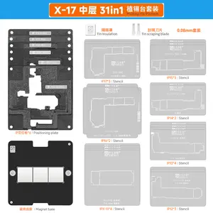 Bilashmart 0.08/0.10/0.12mm Amaoe Motherboard Middle Layer Reballing Stencil Platform iPhone X XS 11 12 13 14 15 16 17 Series Pro/Max