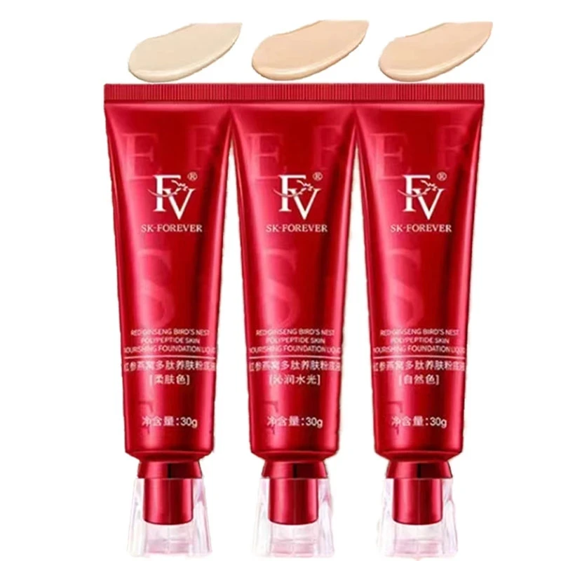 

FV Red Ginseng Bird 'S Nest Polipeptida Skin-Nourishing Liquid Foundation Long-Lasting No Makeup Concealer Oil Control Waterproo