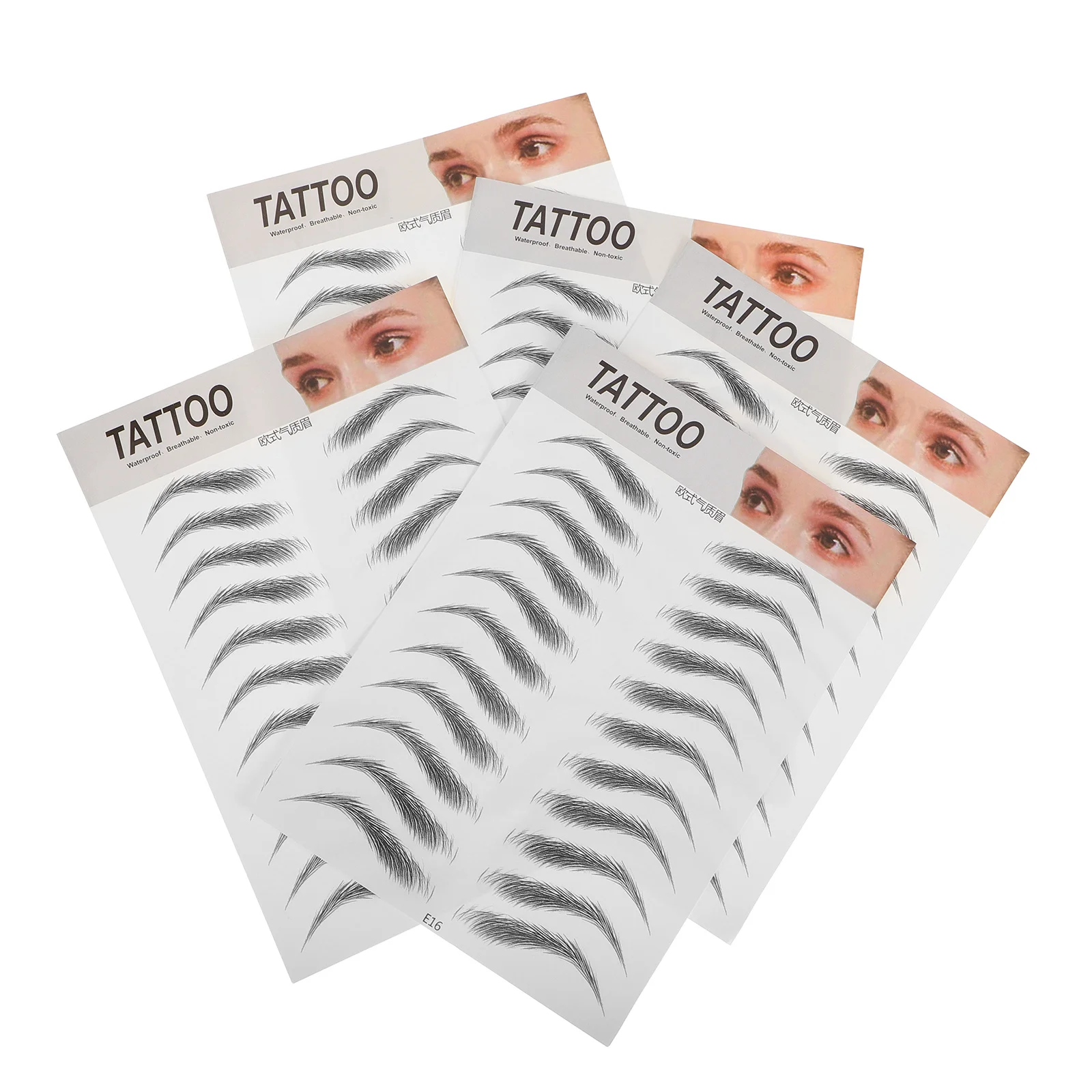 

5Pcs Eyebrow Stickers Waterproof 6D Hair-Like Temporary Black Eyebrow Tattoo Peel Off Realistic Fake Brows for Makeup Daily