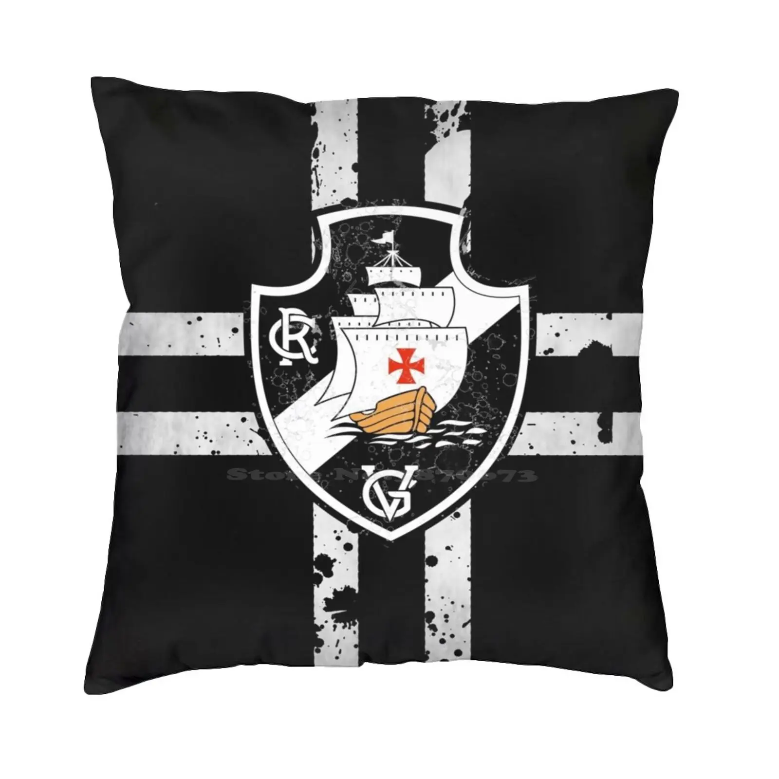 Vasco (Black-Ink) Pillow Cover Hug Pillowcase Cr Vasco Da Gama Futebol Soccer