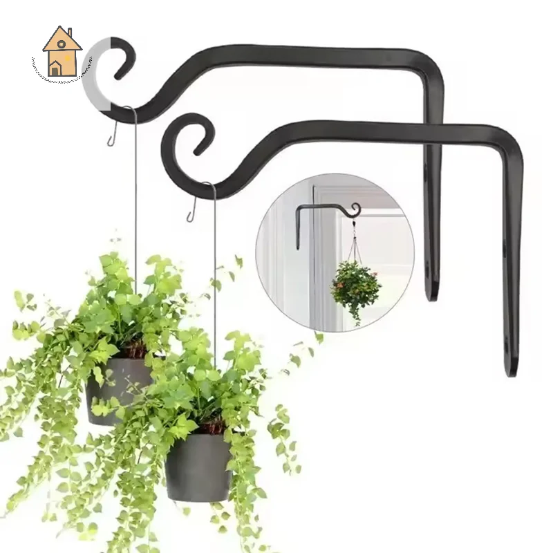 

Wall Hanging Basket Iron Flower Pot Plant Support Hanger Hook Indoor Outdoor Home Garden Hanging Lantern Decoration