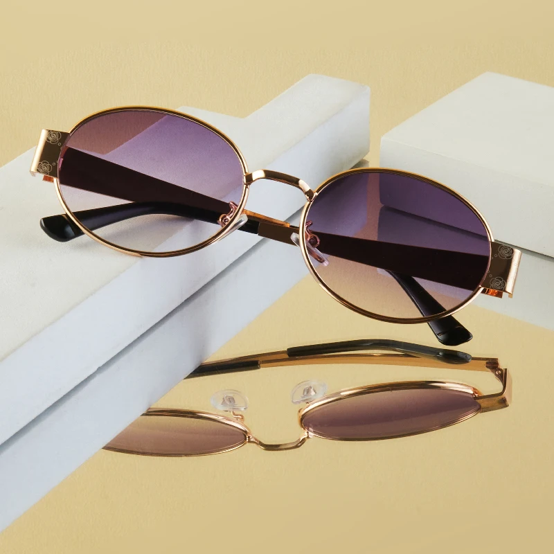 1Pc Unisex Mode Gläser Neue Universal Luxus Metall Runde Rahmen Retro Vielseitig Casual Trendy Weihnachten Geschenk Black Friday Dail