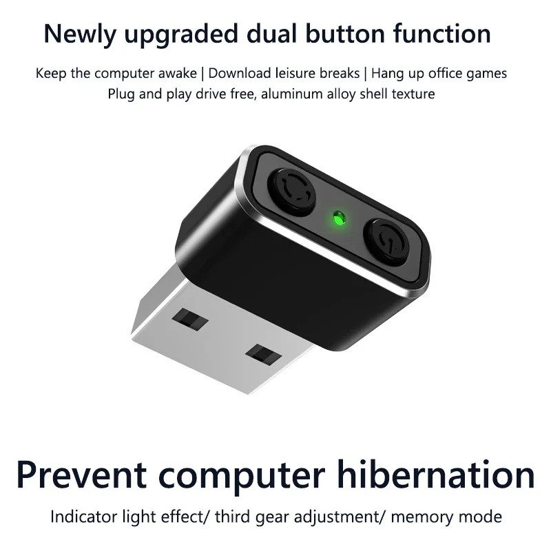 ماوس USB صغير أوتوماتيكي Jiggler غير قابل للاكتشاف، توصيل مؤشر الحركة التلقائي والتشغيل مع ضوء مؤشر تشغيل/إيقاف لسطح المكتب المحمول
