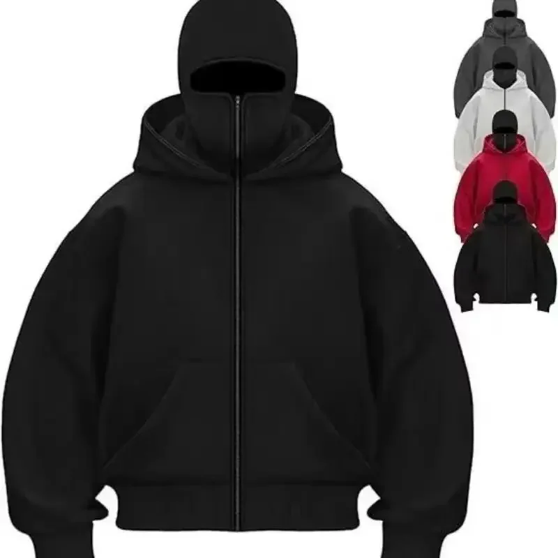 

Passamontanas Y2K Gothic Harajuku Winter New Arrivals for Men and Women: Double-Cap Hoodies, Men's Hooded Masks, Zip-Up Sportswe