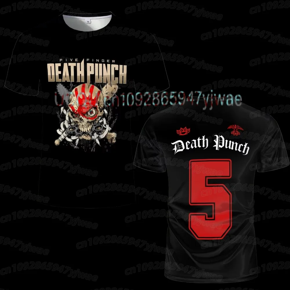 26 Summer Men 5FDP Five Finger Death Punch Skull T-Shirt Short-Sleeved Sailor Collar Tee Large Size For Men Women T Shirt