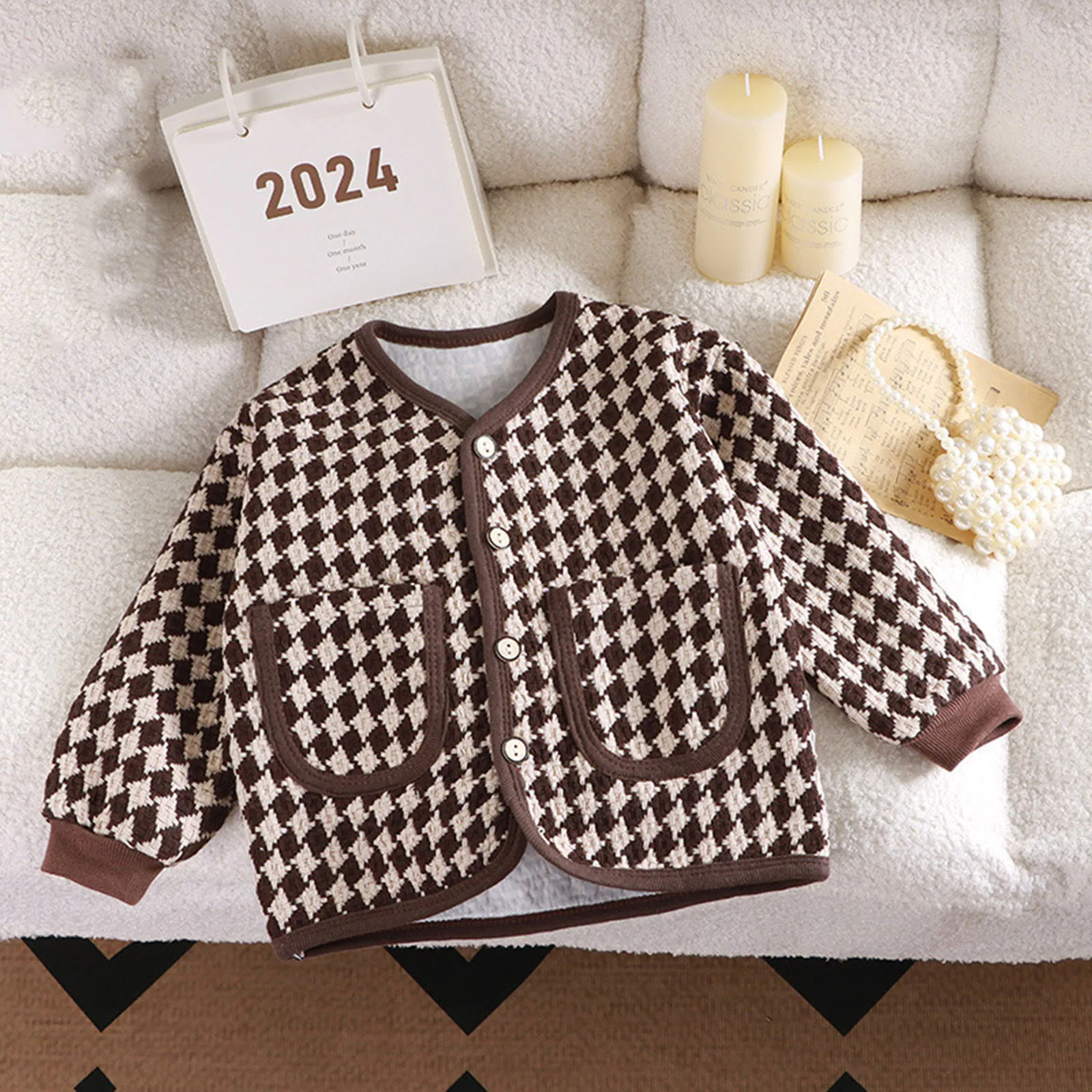 Autumn Winter New Children Long Sleeve Warm Jacket Casual Kids Girls Lattice Coat Baby Boys Cotton Padded Jacket Infant Clothes