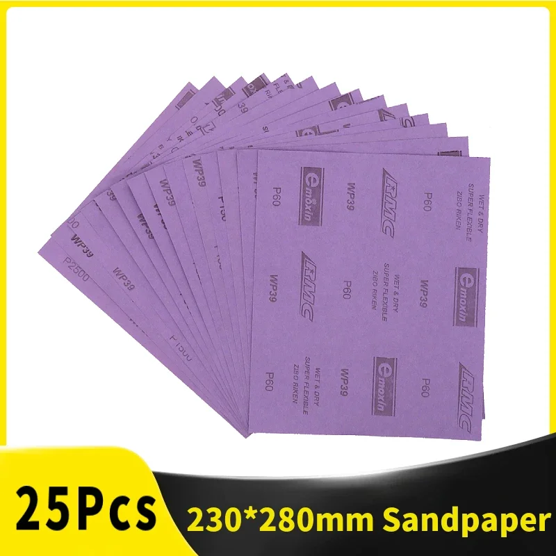 

25 шт., 9x11 дюймов, влажная и сухая наждачная бумага, абразивные шлифовальные листы зернистостью от 800 до 2500 для дерева, шлифования металла, автомобилей, полировки