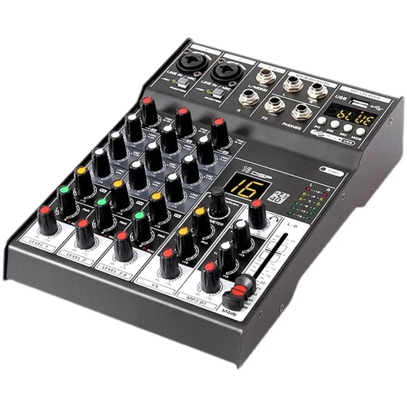 Small Mixer Professional Live Recording Sound Card Home Karaoke DSP Reverb Bluetooth Musical Instrument Four-way KTV