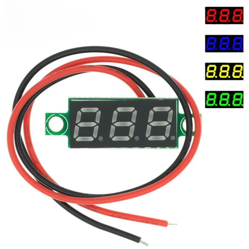 5 szt. 0.28 Cal 2 przewody 3 przewody 2.5V-40V Mini woltomierz cyfrowy miernik Tester napięcia czerwony/niebieski/żółty/greenc