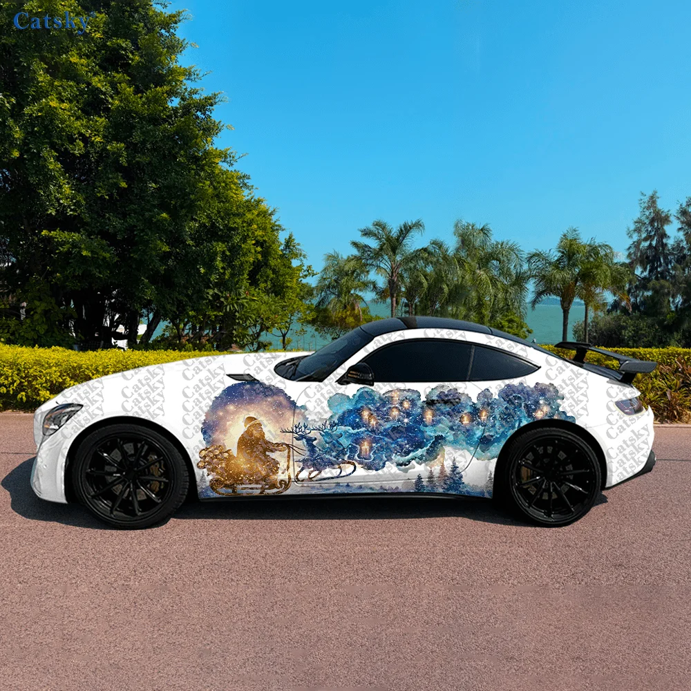 

2 шт. наклейки на боковую часть автомобиля с рождественским звездным узором, самоклеящиеся, водонепроницаемые и устойчивые к царапинам, аксессуар для автомобиля, подарок