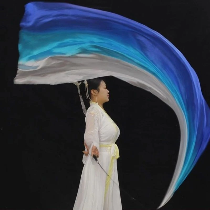 1Pc Zijden Sluier + 1 Pc Poi Chain Bal Vrouwen Buikdans Zijden Sluier Poi Streamer Gegooid Ballen toneelvoorstellingen Rekwisieten Geschenken