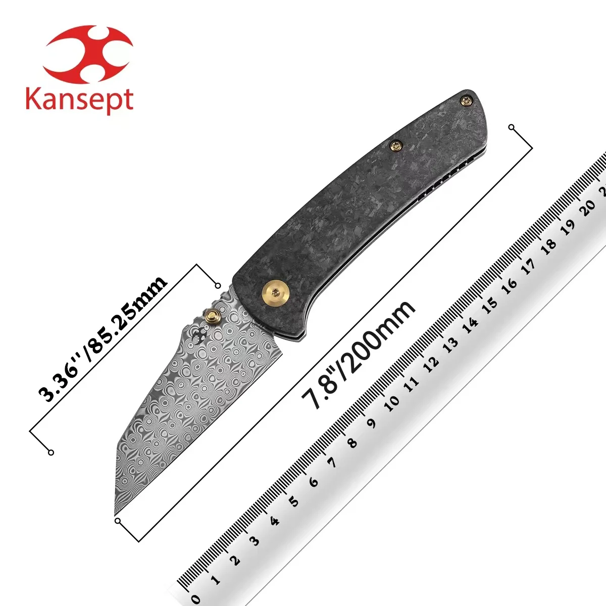 Kansept Knives K1015 Main Street 3,36 дюйма CPM S35VN/Damascus Blade с ручкой из углеродного волокна Ножи Pinkerton Разработанный карманный нож Kansept Knives K1015 Main Street 3,36 дюйма CPM S35VN/Damascus Blade с ручкой из углеродного волокна Ножи Pinkerton Разработанный карманный нож