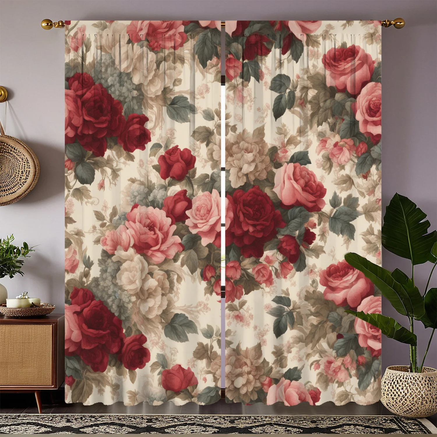 Cortinas com Padrão Floral Vin - Home Textiles Luxury Curtains avaliação e preço