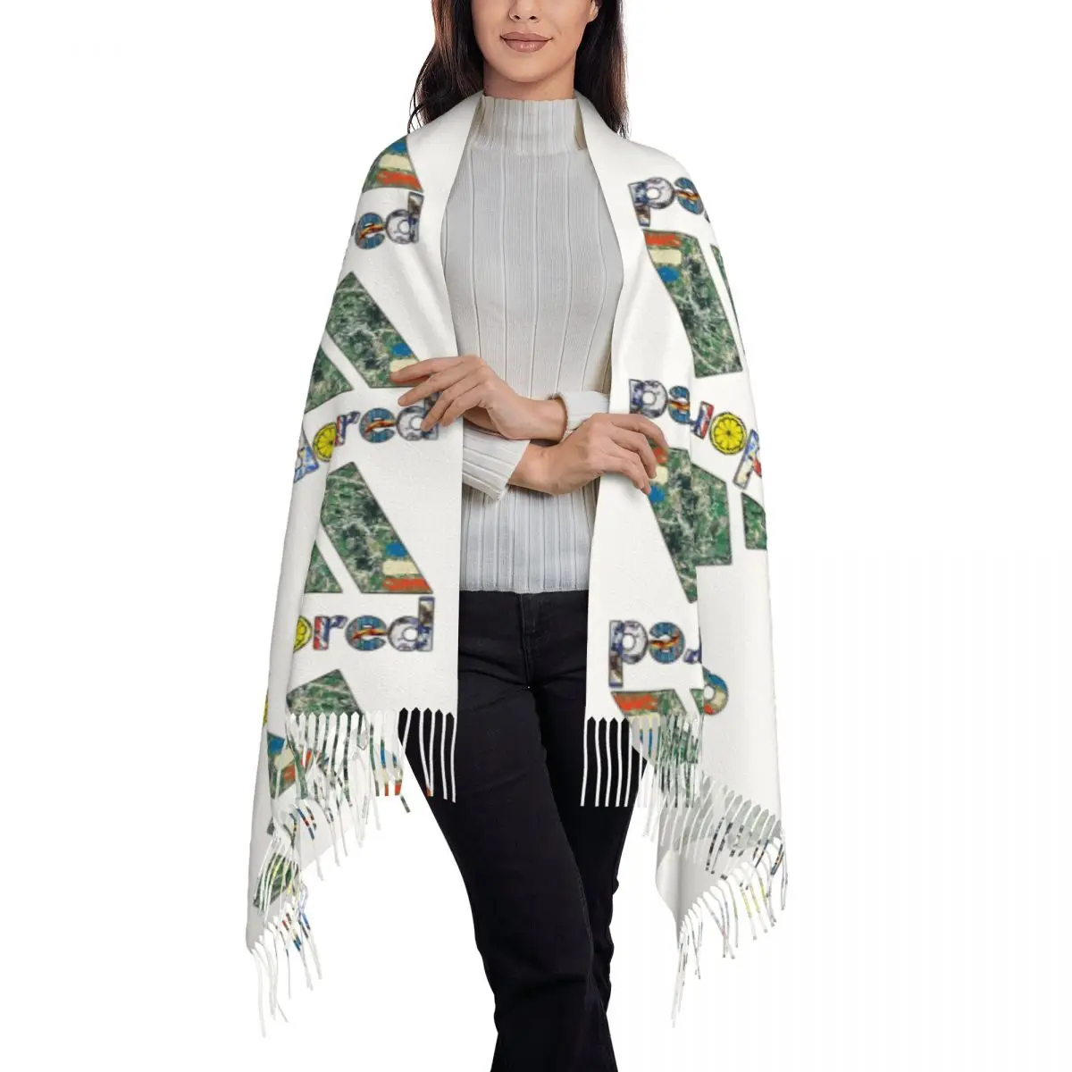 The Stone Roses Adored 80's Sports Lemon Design Scarf Tassel Scarves Women Soft Warm Shawls Wraps Long Fall Winter Shawl Wrap