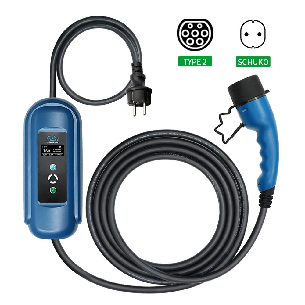 EV Charger Cable Type 1 J1772 Type 2 IEC62196 Timer Function Mobile EVSE Electric Vehicle Car Goods Factory