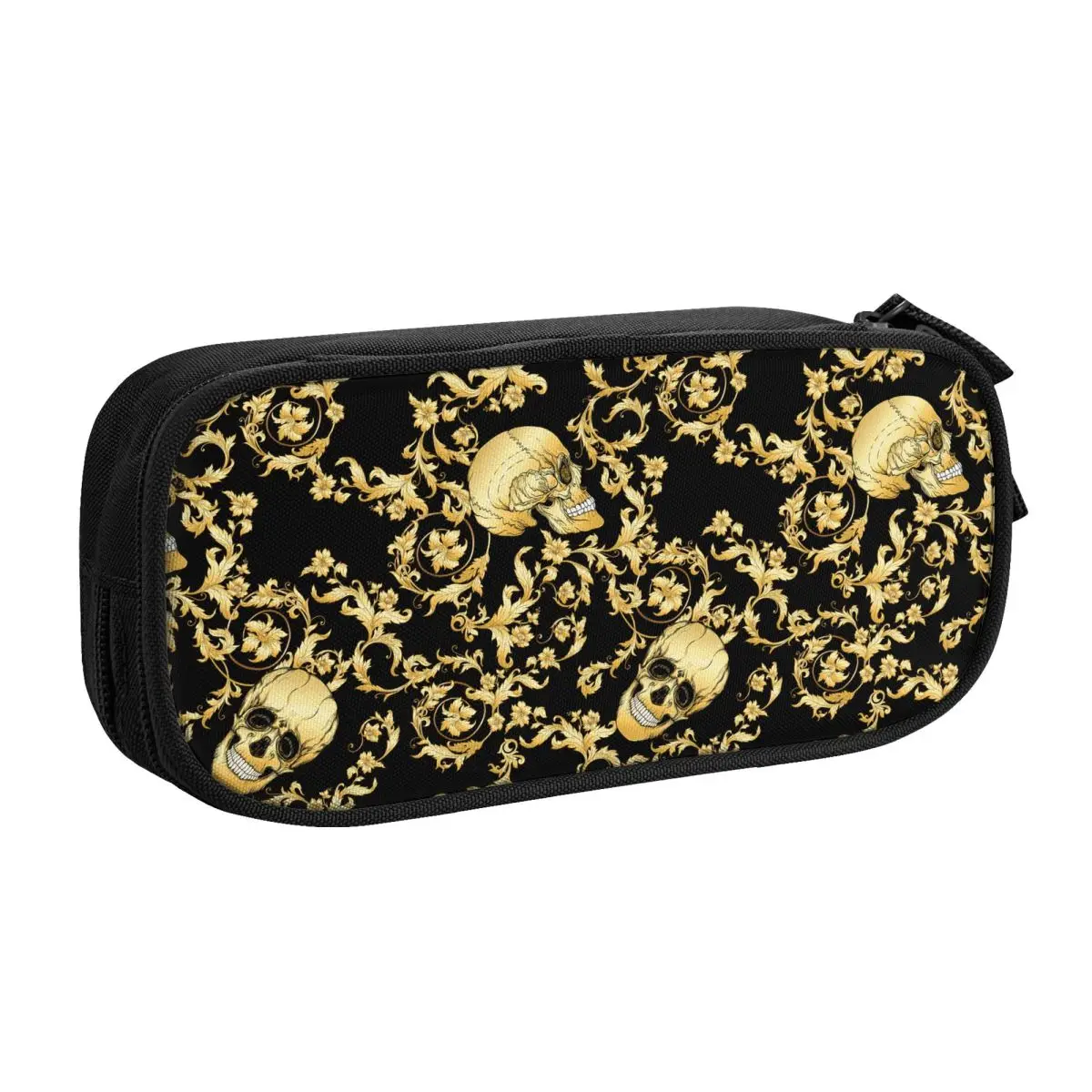 Customized Baroque Frolar With SKull Kawaii Pencil Cases Large Capacity European Victorian Art Pencil Pouch Students Stationery