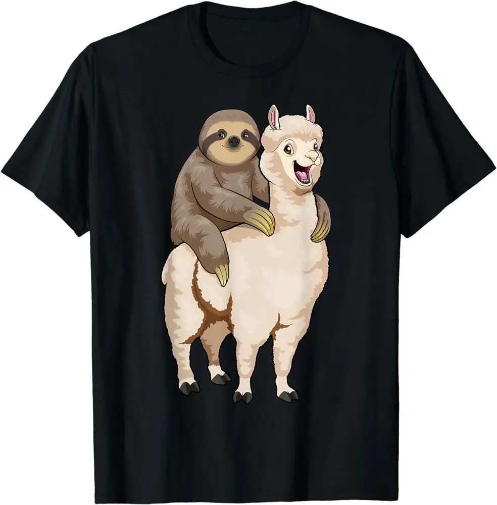 Sloth Riding Llama Funny Lazy Animal  Pun T-Shirt sAnime Pattern Clothing Y2K Summer