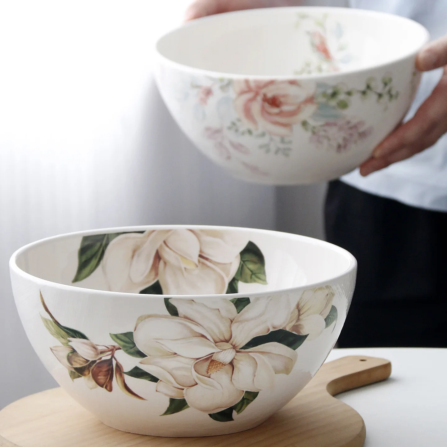 Rustic Large Bowl Creative Home Use Big Soup Bowl Fruit Salad Mixing Bowl