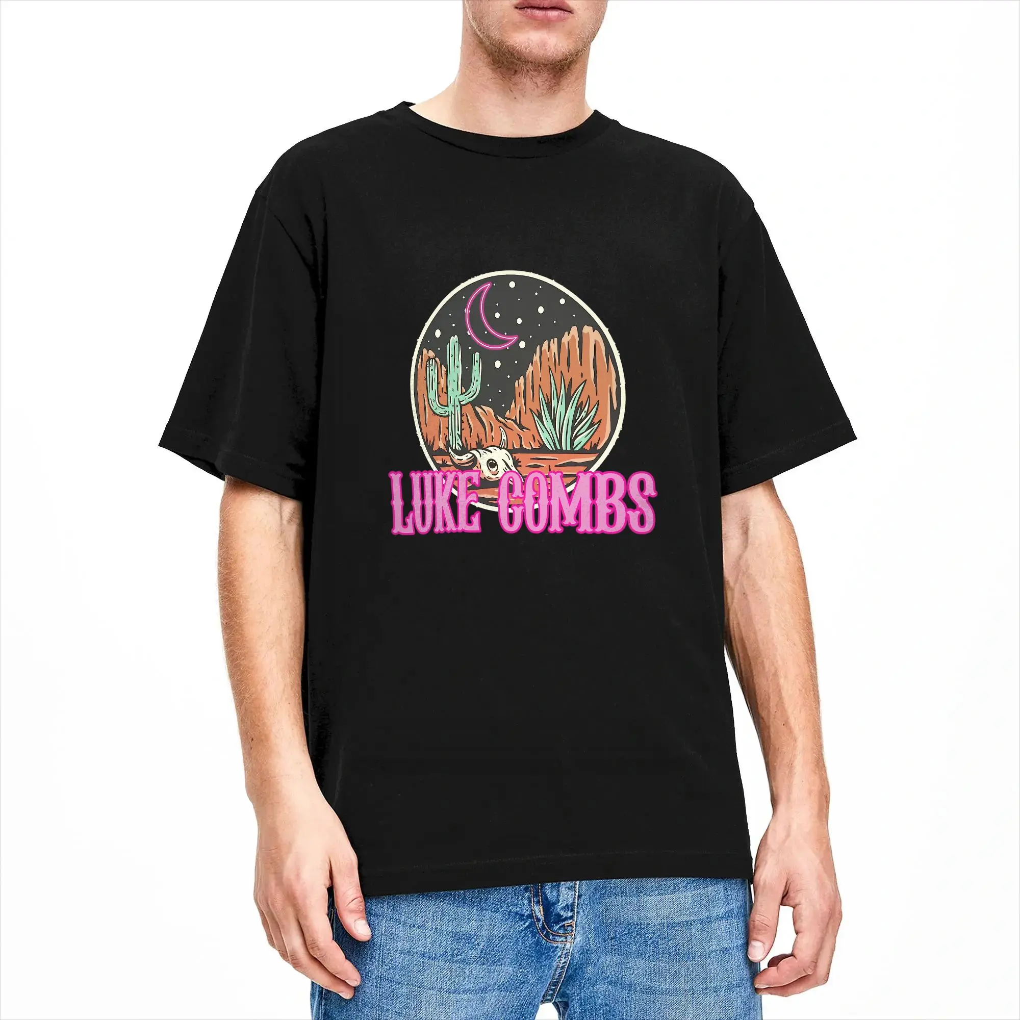 Luke Combs My Kinda Saturday Night Tour  T-Shirt Men  Streetwear T Shirts Summer Crew Neck Fashion Tees Design Big Size Clothing