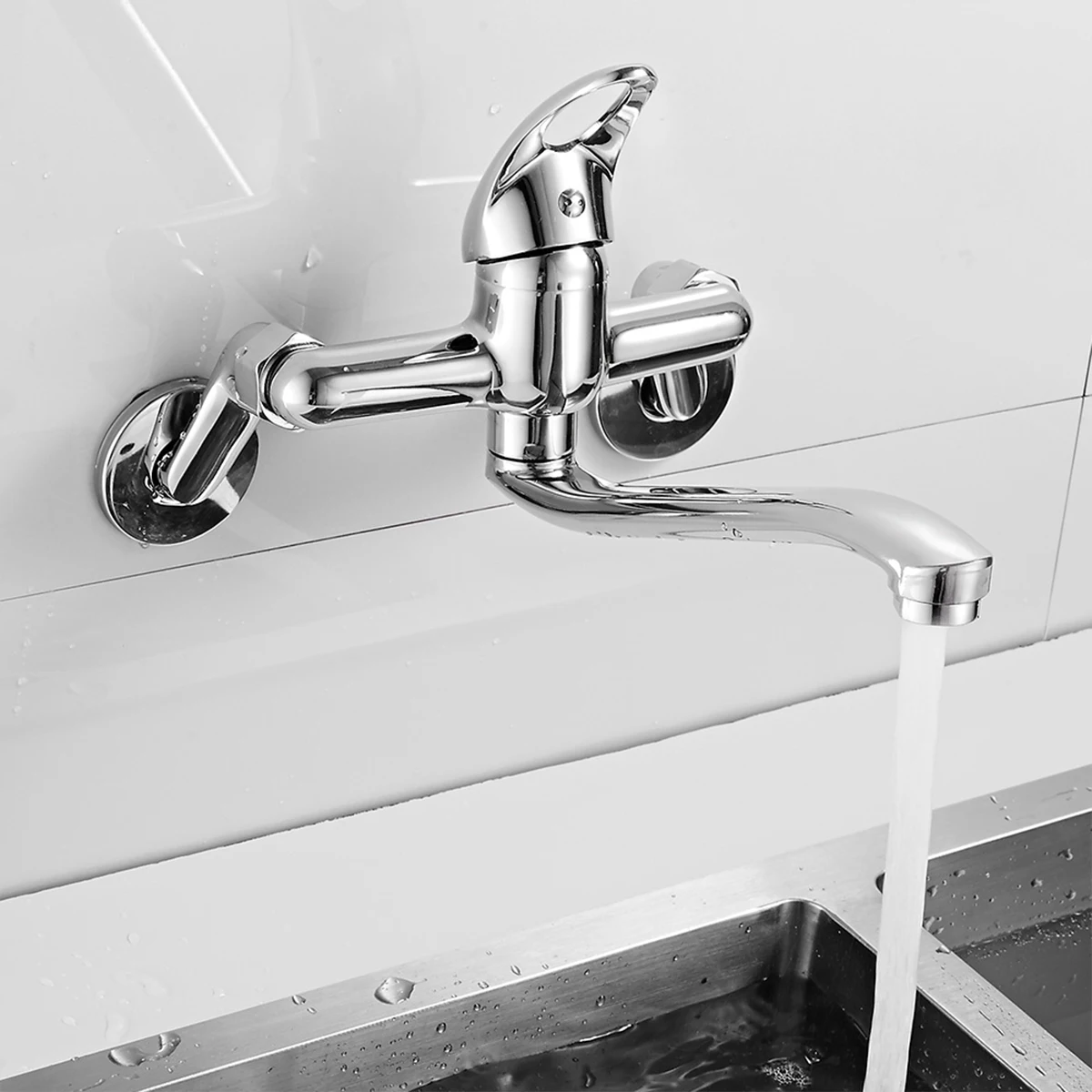 

Sink Faucet Single Handle Wall Mounted Mixer Tap Hot Cold Water Mixer Faucet Modern Basin Sink Electroplating Mixer Valve Tap