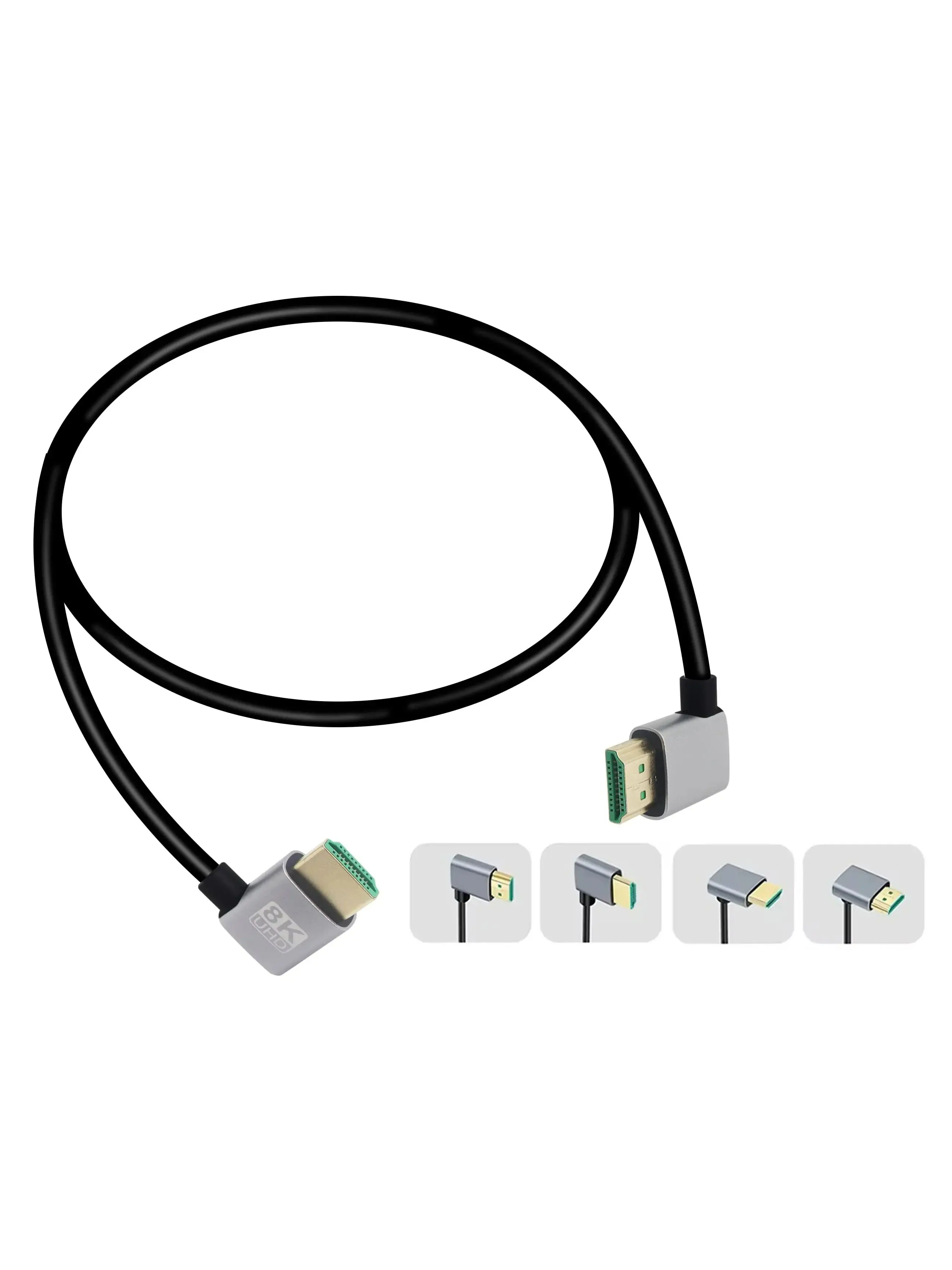 Câble 8K 90 degrés haut/bas/gauche/droite, compatible HDMI 2.1, prise en charge 8K @ 60Hz ARC HDCP 3D HDR pour ordinateur portable, moniteur HDTV