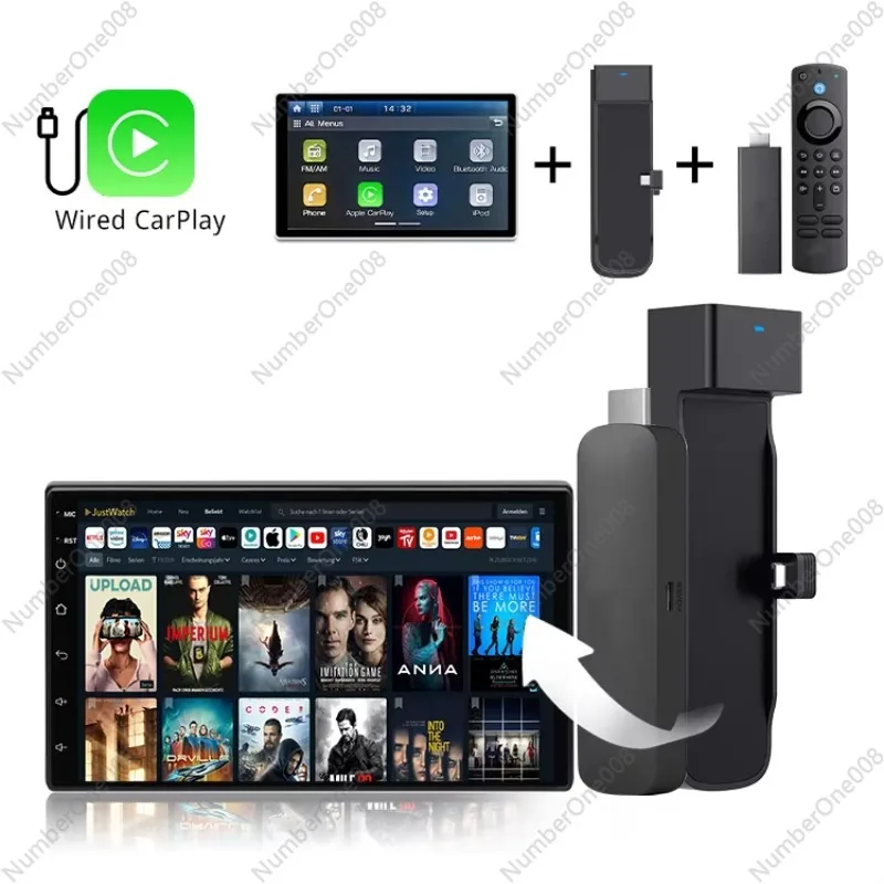 

Portable Car TV Companion USB HDMI Input Fire TV Stick Wireless Carplay