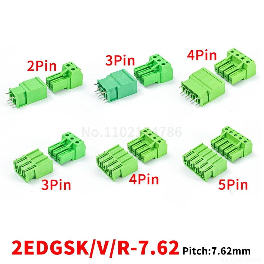 (1 Set) 2EDGSK 2EDGSV 2EDGSR 7.62mm 32A high-current soldering board PCB terminal blocks straight/angled pin socket 15EDGSK 7.62