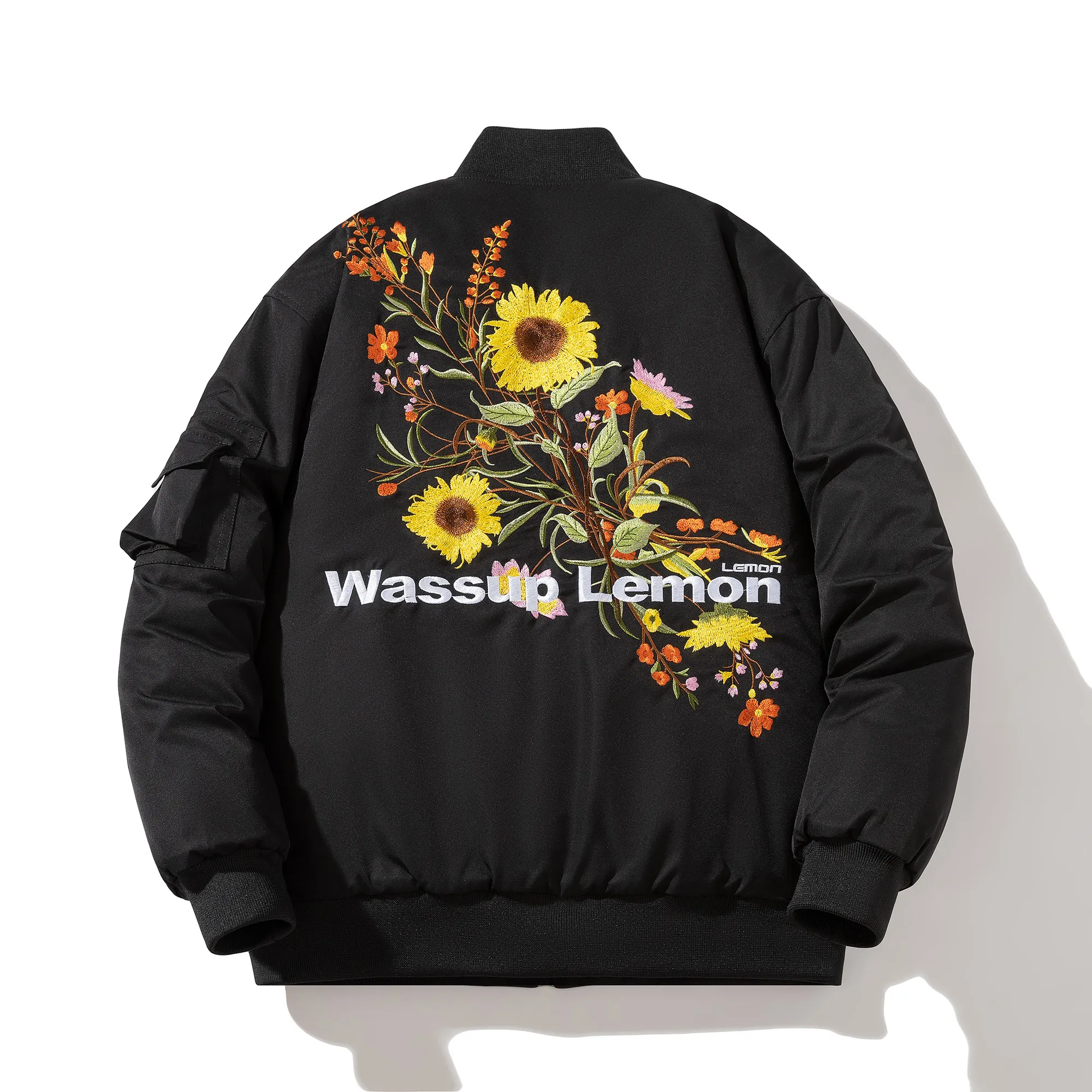American High Street Floral Embroidered Jacket Pilot Coat Unisex Thickened Quilted Baseball Uniform
