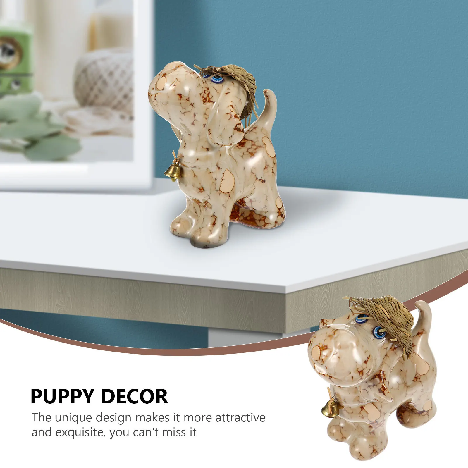 

Ceramics Dalmatian Decor Straw Hat Puppy Desktop Adornment Tabletop Dog Decoration Spotted Dog Ornament Home Decoration Gift