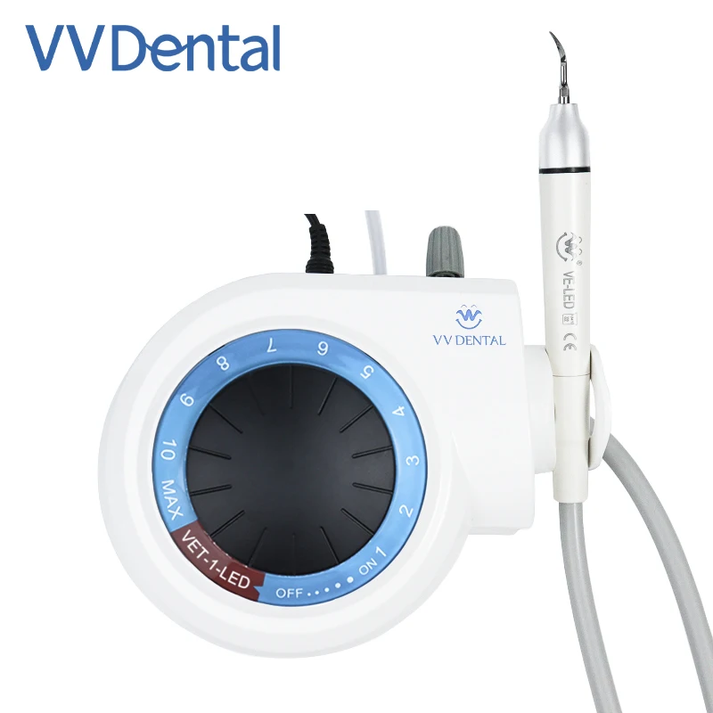 VVDen Ultrasonic Scaler Plastic Portable Nail Engraving Machine Supragingival Subgingival Cleaning with 5 Tips VET-1-LED