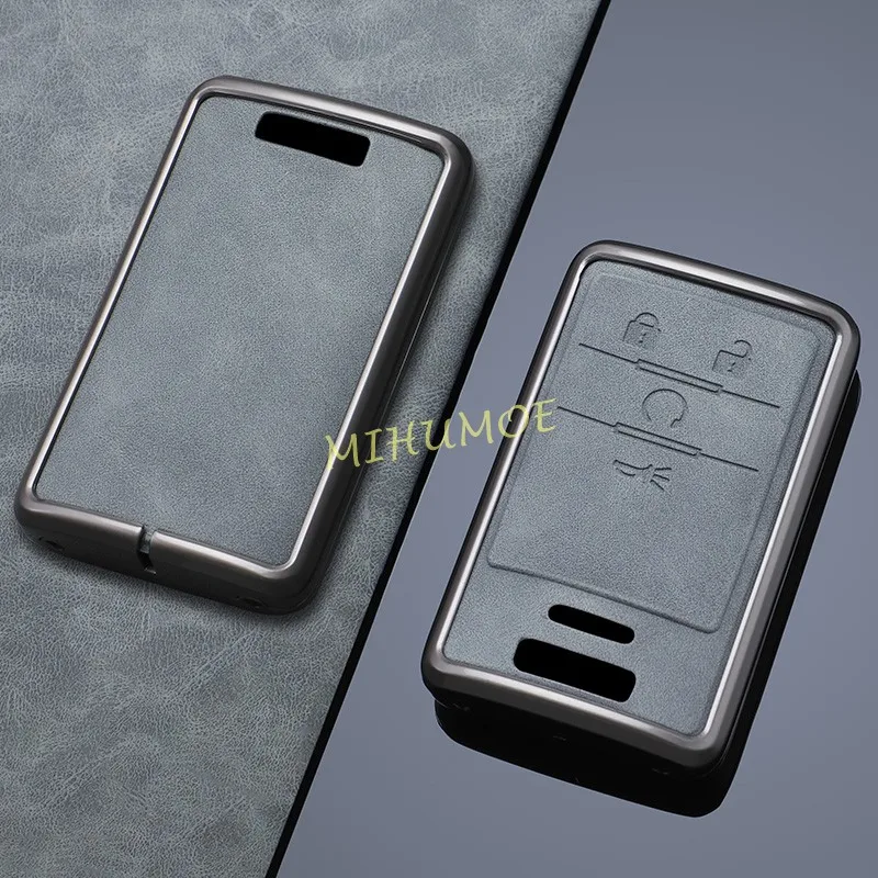 Metaal Leer 3 4 5 Knoppen Autosleutel Case Cover Bescherming Tas Voor Cadillac SRX XTS ATS CTS DTS STS Escalade Chevrolet Corvette