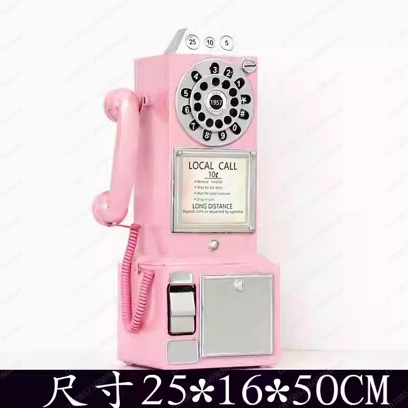 Retro pink telephone wall pendant radio model ornament Internet celebrity store decoration store