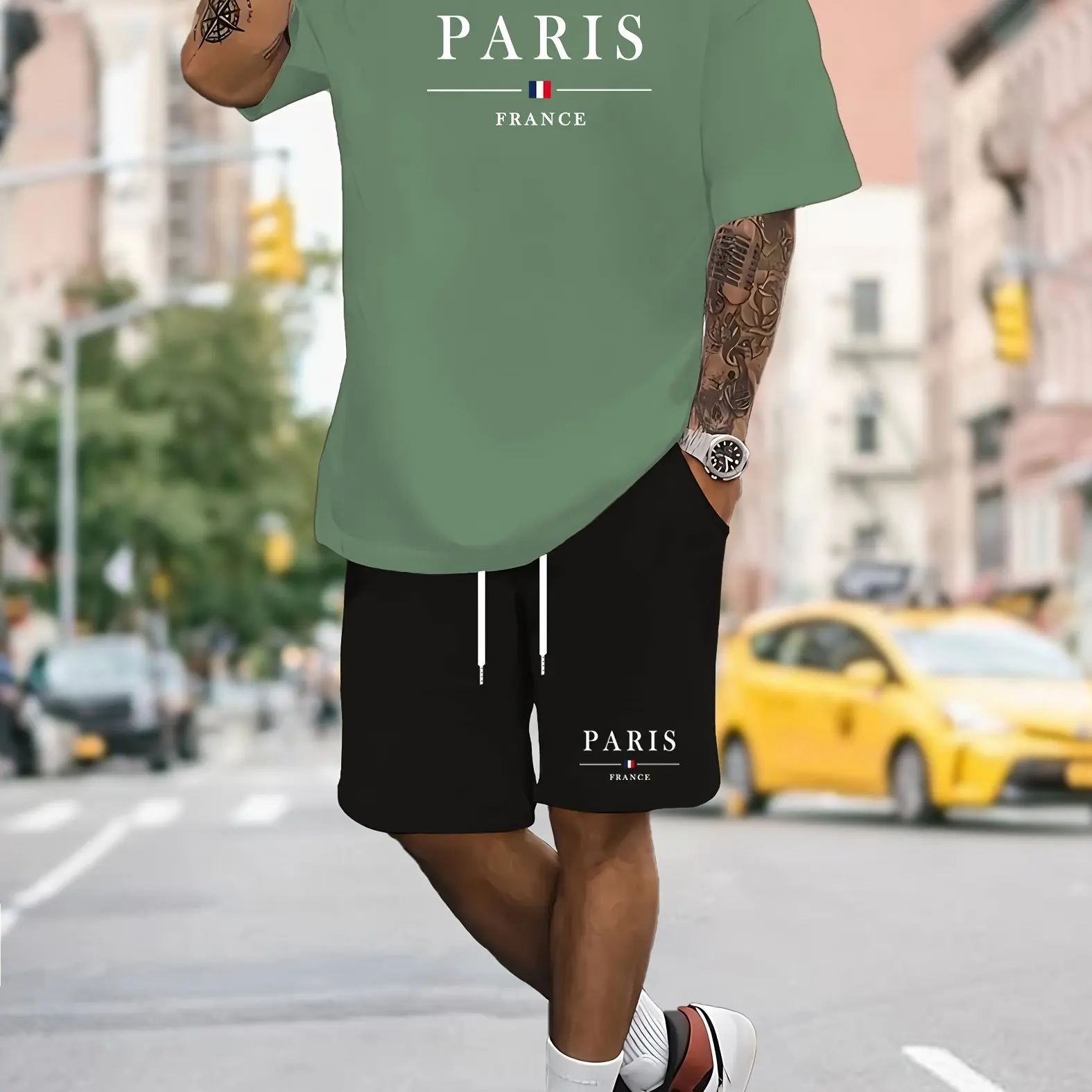 

Men's trend casual loose sports short-sleeved shorts set quick-drying sweat-absorbing soft breathable men's T-shirt shorts set